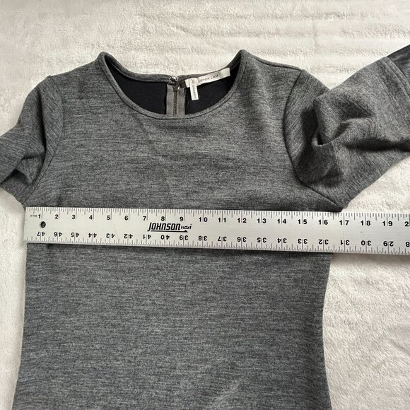 Derek Lam 10 Crosby Gray & Black Wool Blend Mini Dress Leather Sleeves Size 6 - Picture 8 of 10